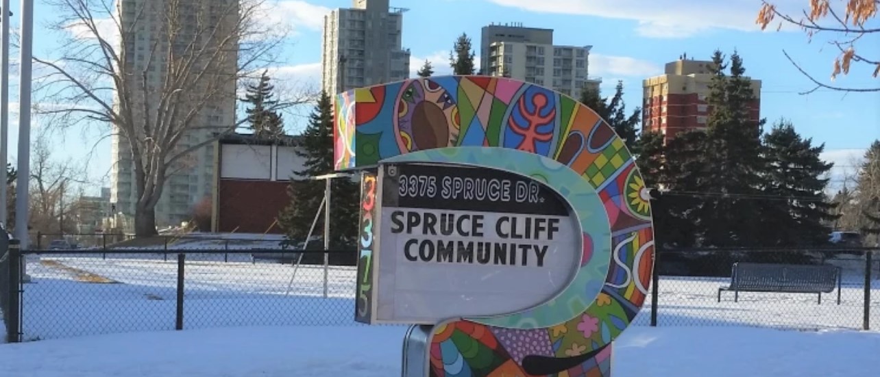spruce cliff calgary community sign